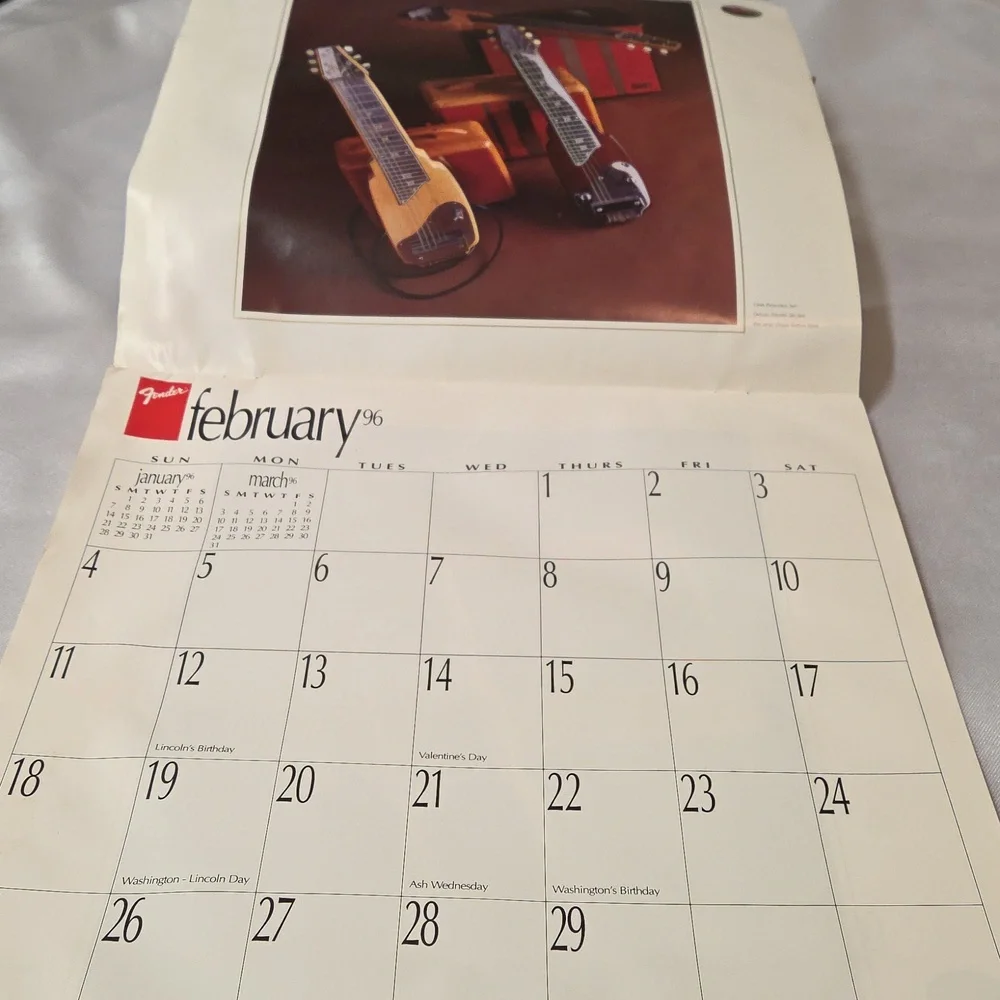 Fender Guitar 50th Anniversary Calendar Music Guitars Vintage Office